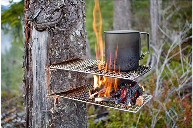 Outdoor Camping Pot Rack Square 304 Stainless Steel Barbecue Mesh Simple Firewood Stove Barbecue Rack - Discount Msrp