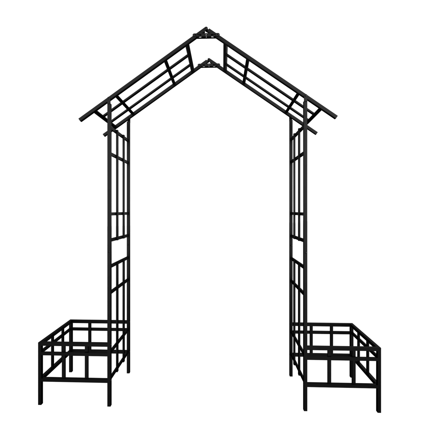 Metal Garden Arch with Adjustable Width W68.11''~W94.29'' Climbing Plants Support Rose Arch Outdoor Black - Discount Msrp