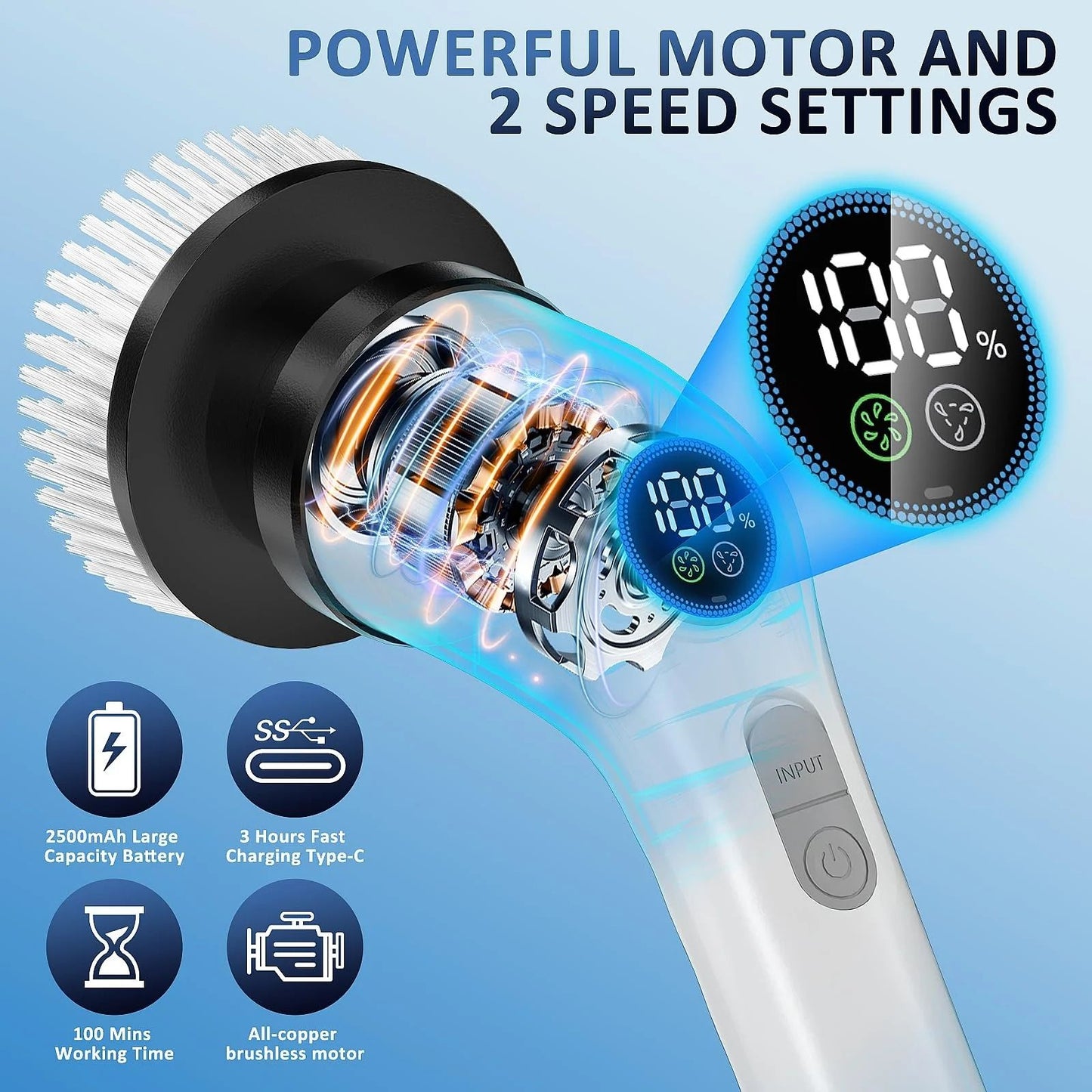 Electric Spin Scrubber,Cordless Cleaning Brush, Extendable Handle, 7 Replaceable Heads,White - Discount Msrp