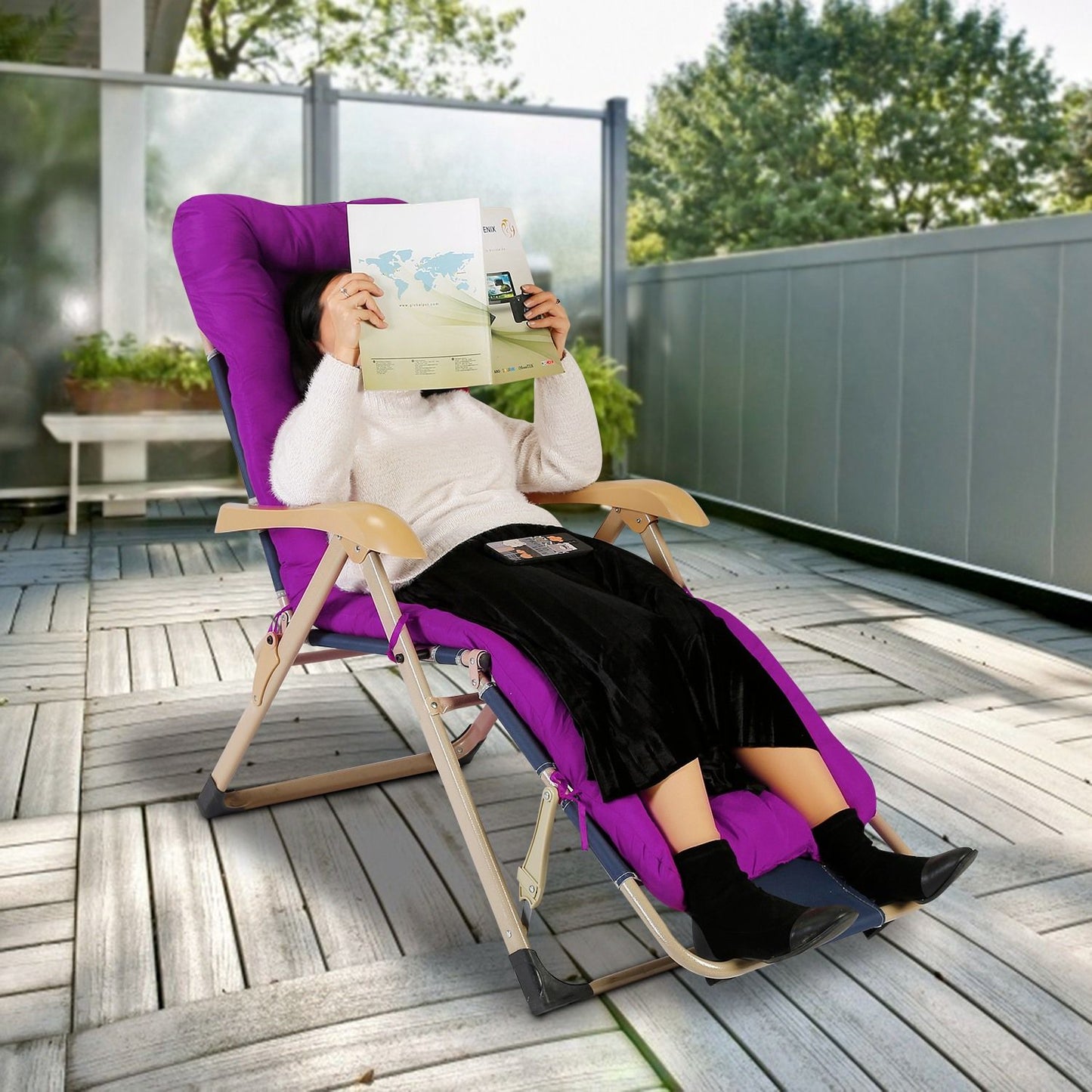 67x22in Chaise Lounger Cushion Recliner Rocking Chair Sofa Mat Deck Chair Cushion - Discount Msrp