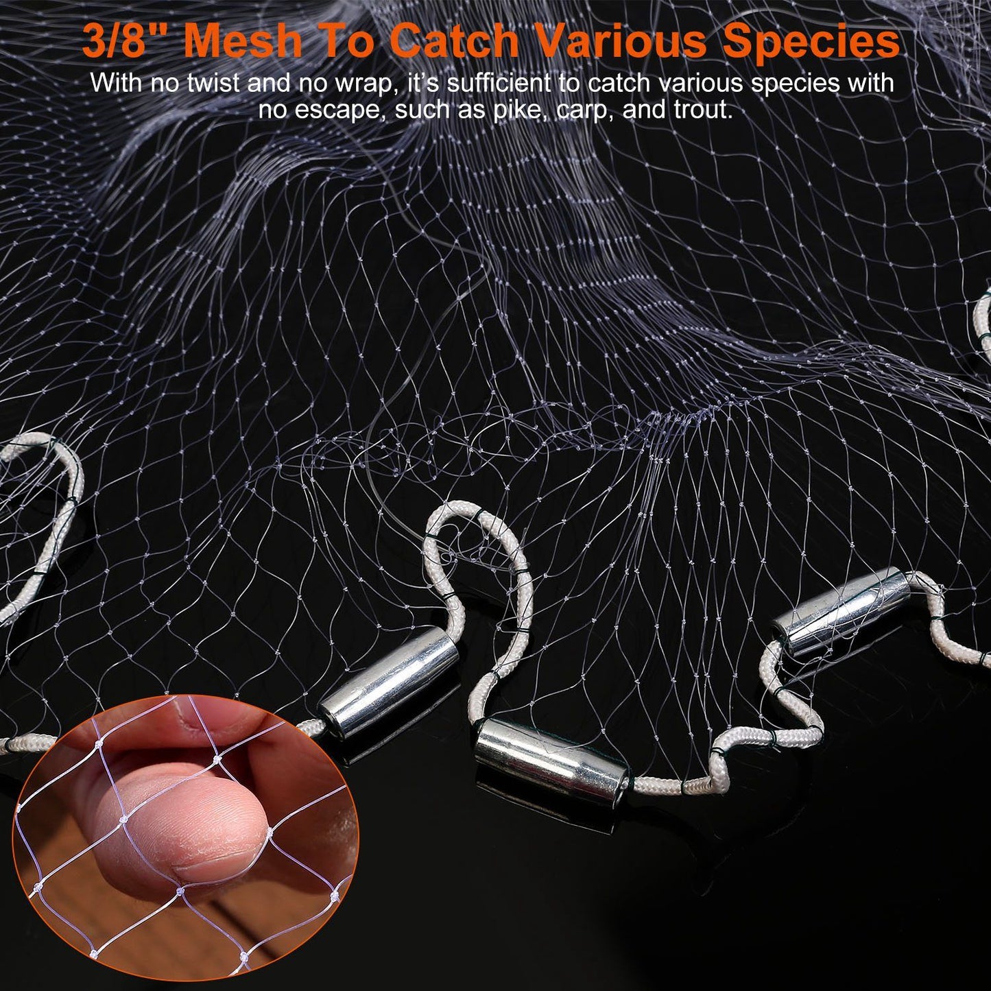 Fishing Cast Net Bait Trap Easy Throw Heavy Duty Hand Cast Net with Chain Sinker Bottom Spread - Discount Msrp