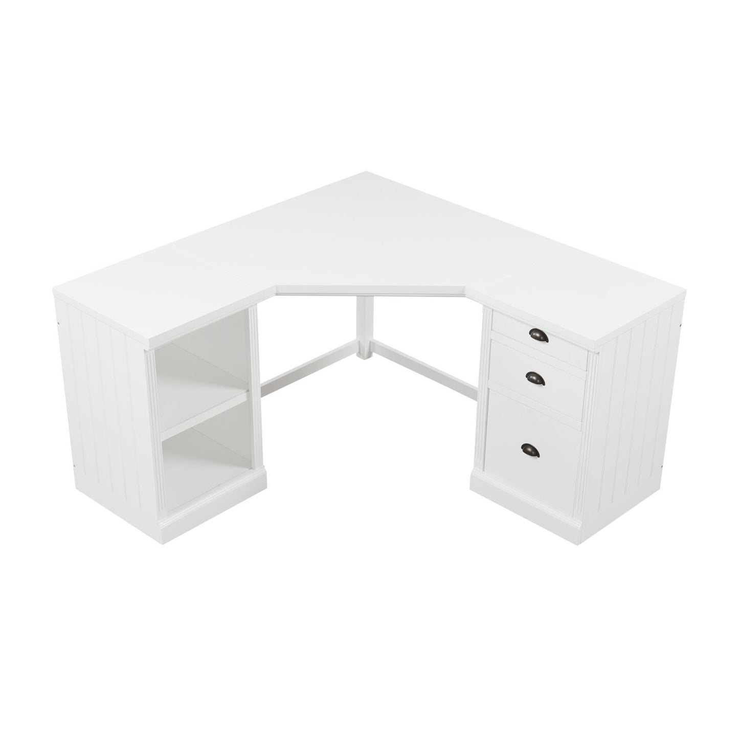 57.68" Modern L Shaped Executive Desk with 2 Storage Cabinets and 3 Drawers,Corner Writing Desk,Office Desk Furniture,Computer Desks with Depth Workstation for Home Office,Living room,White - Discount Msrp