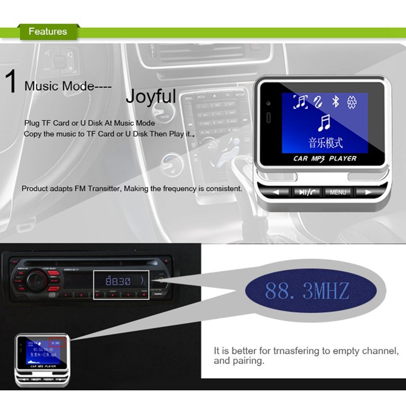 FM12B 1.44 Inch LCD Screen Bluetooth Car MP3 Player Handsfree Wireless FM Transmitter Radio Adapter USB Car Charger - Discount Msrp