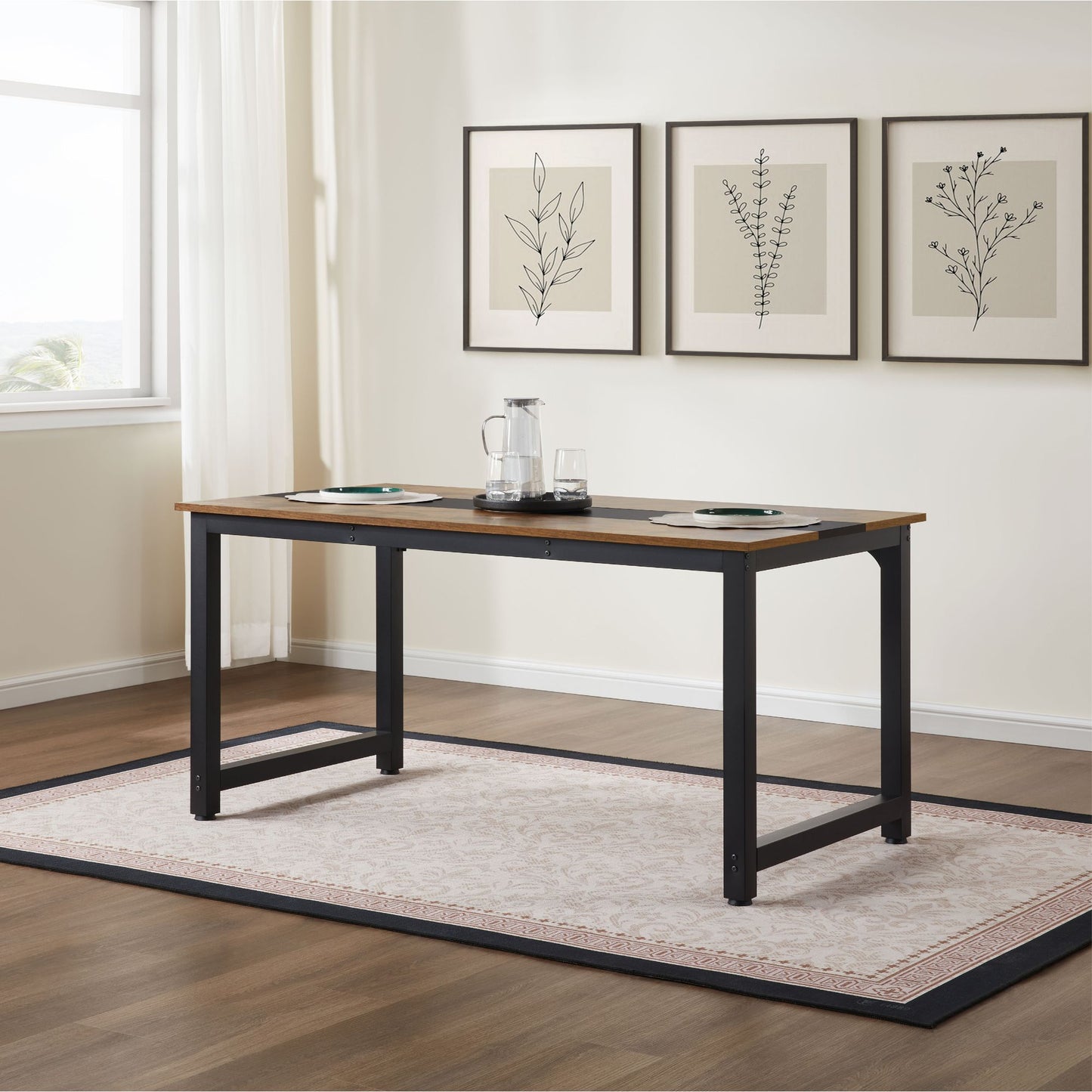 Computer Desk Large Office Desk, 59.8 Inch Gaming Desk Writing Desk Work Desk for Home Office, Study, Modern Simple Wooden Desk, Large Legroom, Metal Frame, Rustic/Black - Discount Msrp