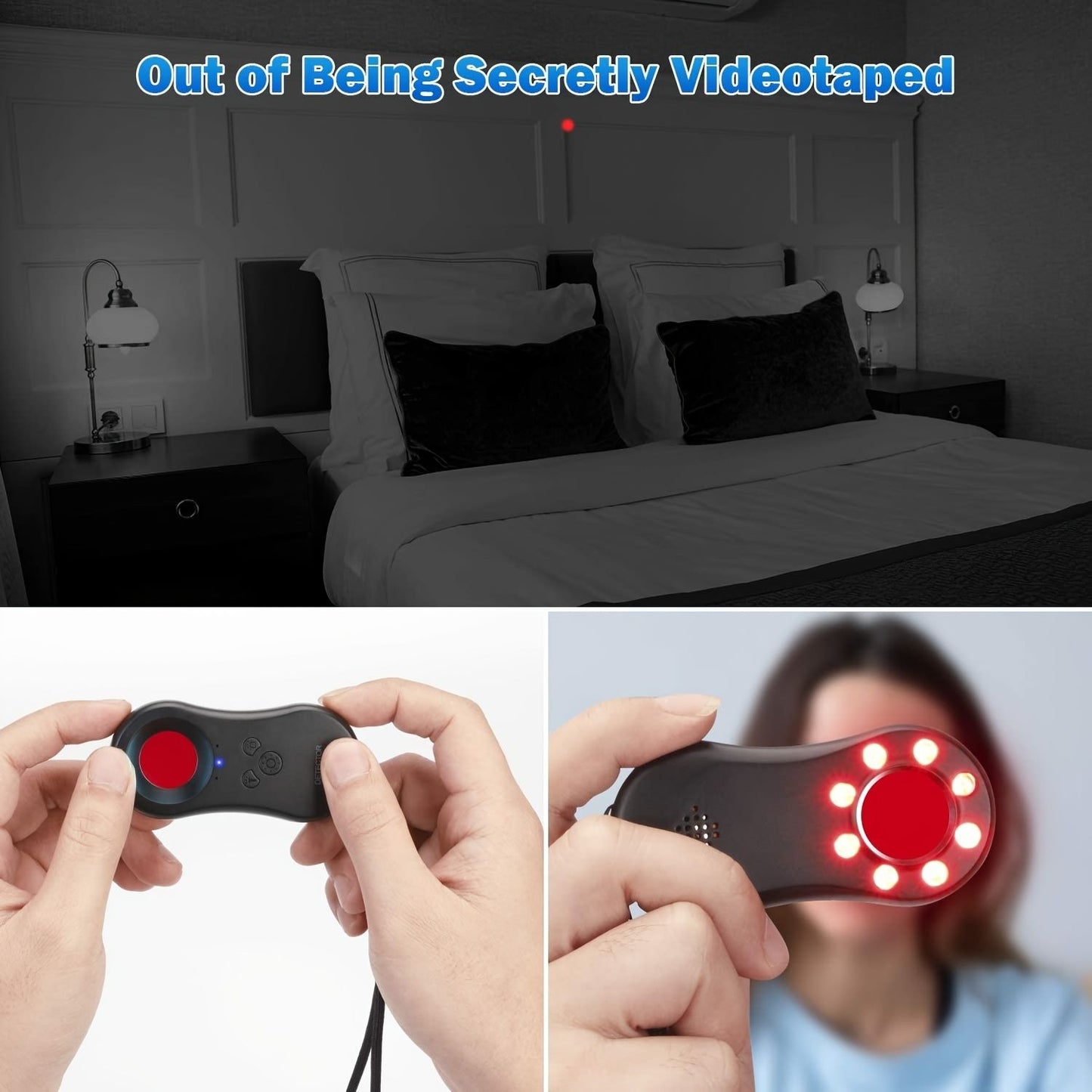 Hidden Camera Detectors; LED Hidden Device Detector With Infrared Viewfinders - Pocket Sized Anti Spy Camera Finder Locates Hidden Camera; Chargeable Anti Theft Alarm In Hotels And Bathroom - Discount Msrp