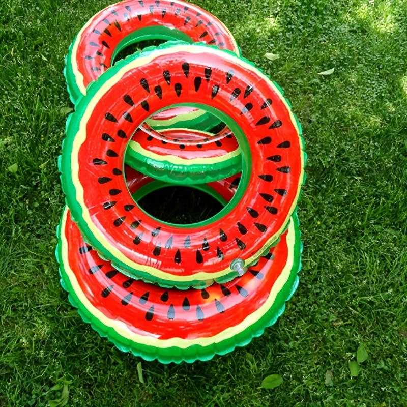 1pc Inflatable Watermelon Swimming Ring; Thickened PVC Fruit Swimming Ring; Inflatable Children's Swimming Ring For Beach - Discount Msrp