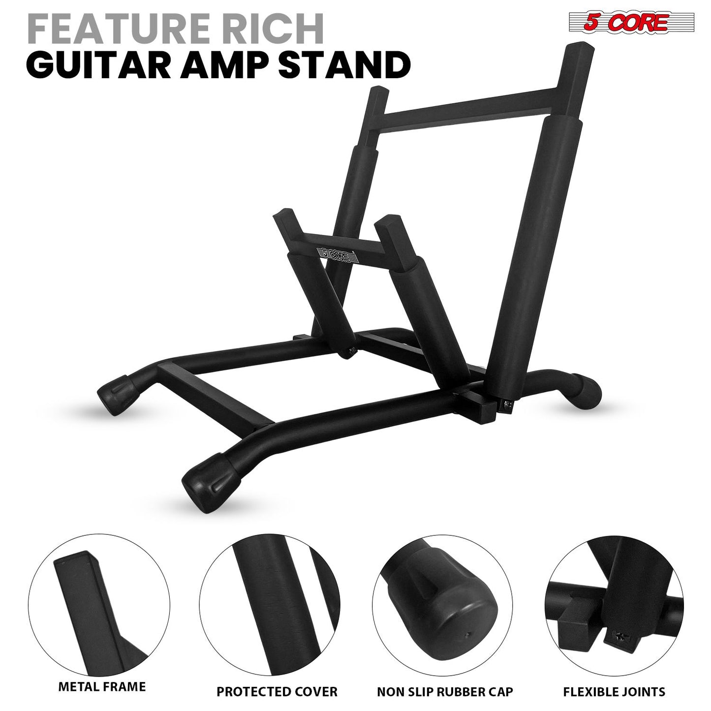 5 Core Amp Stand Heavy Duty Metal Build Adjustable Guitar amplifier Low Profile Folding Collapsible - Discount Msrp