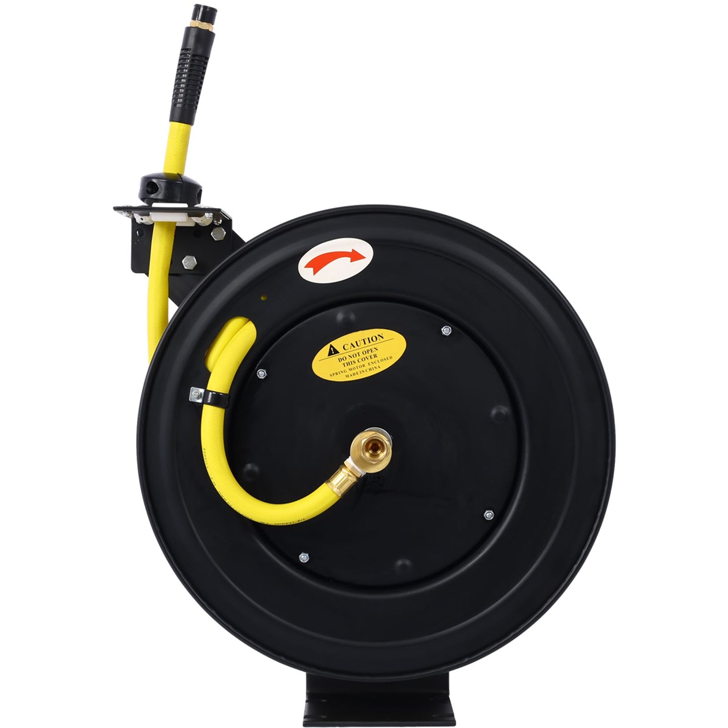 Retractable Air Hose Reel, 1/2" Inch x 50' Ft Auto Rewind Hose-Reel, Heavy Duty Steel Air Hose Reel, Industrial Grade Rubber Hose - Discount Msrp