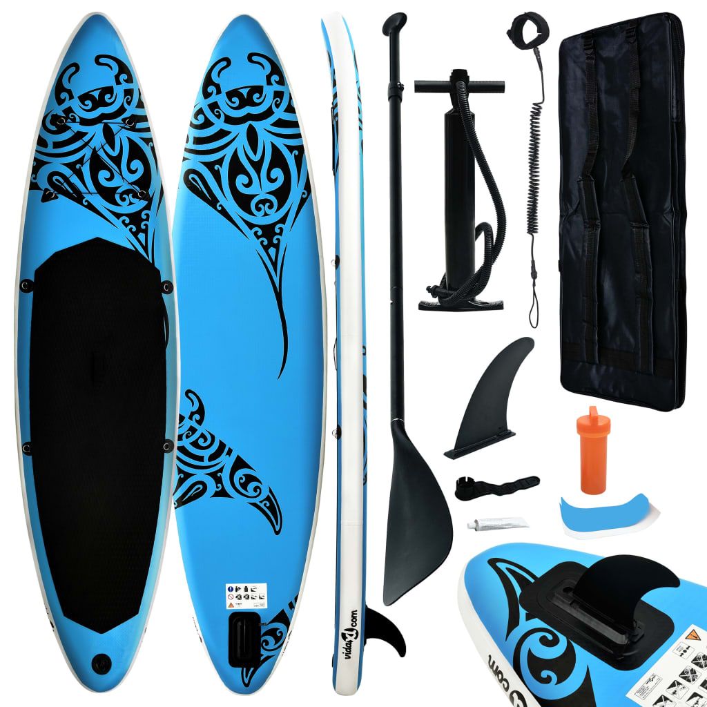 Inflatable Stand Up Paddleboard Set 126"x29.9"x5.9" Blue - Discount Msrp