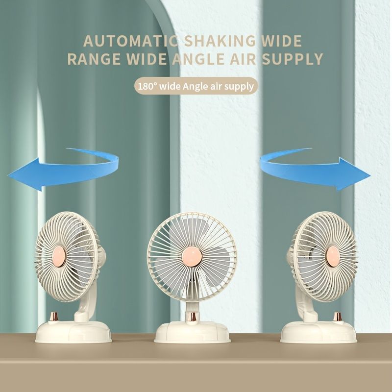 1pc Portable Fan Rechargeable 180° Rotation; 10 Speeds Strong Airflow; Ultra Quiet; Portable Mini Desktop Fan; Free Angle Adjustable; Better Cooling - Discount Msrp