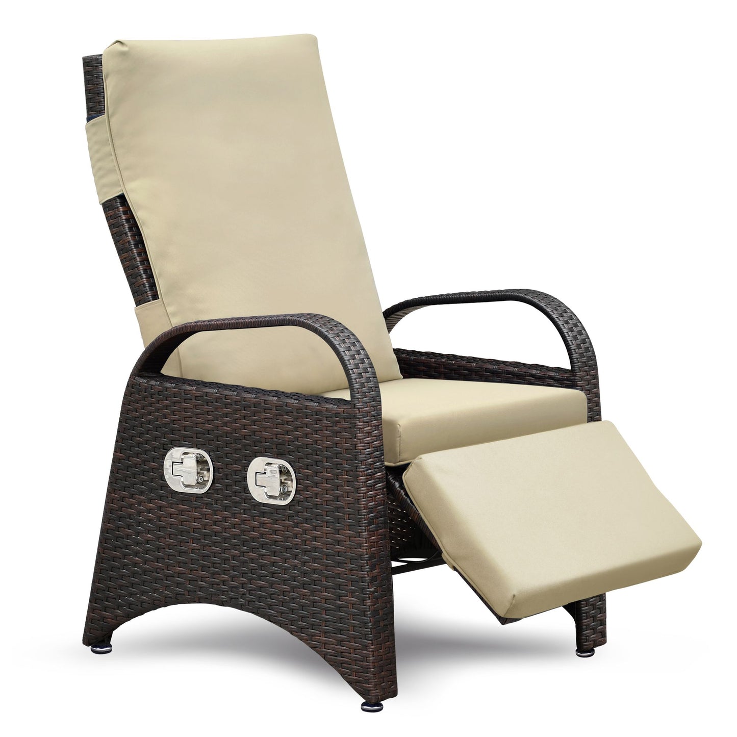 Outdoor Adjustable Wicker Recliner with Flip Table - Discount Msrp