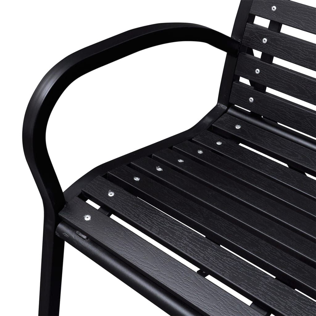 Patio Bench Black 45.7" Steel and WPC - Discount Msrp