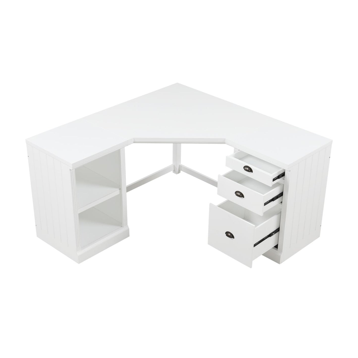 57.68" Modern L Shaped Executive Desk with 2 Storage Cabinets and 3 Drawers,Corner Writing Desk,Office Desk Furniture,Computer Desks with Depth Workstation for Home Office,Living room,White - Discount Msrp