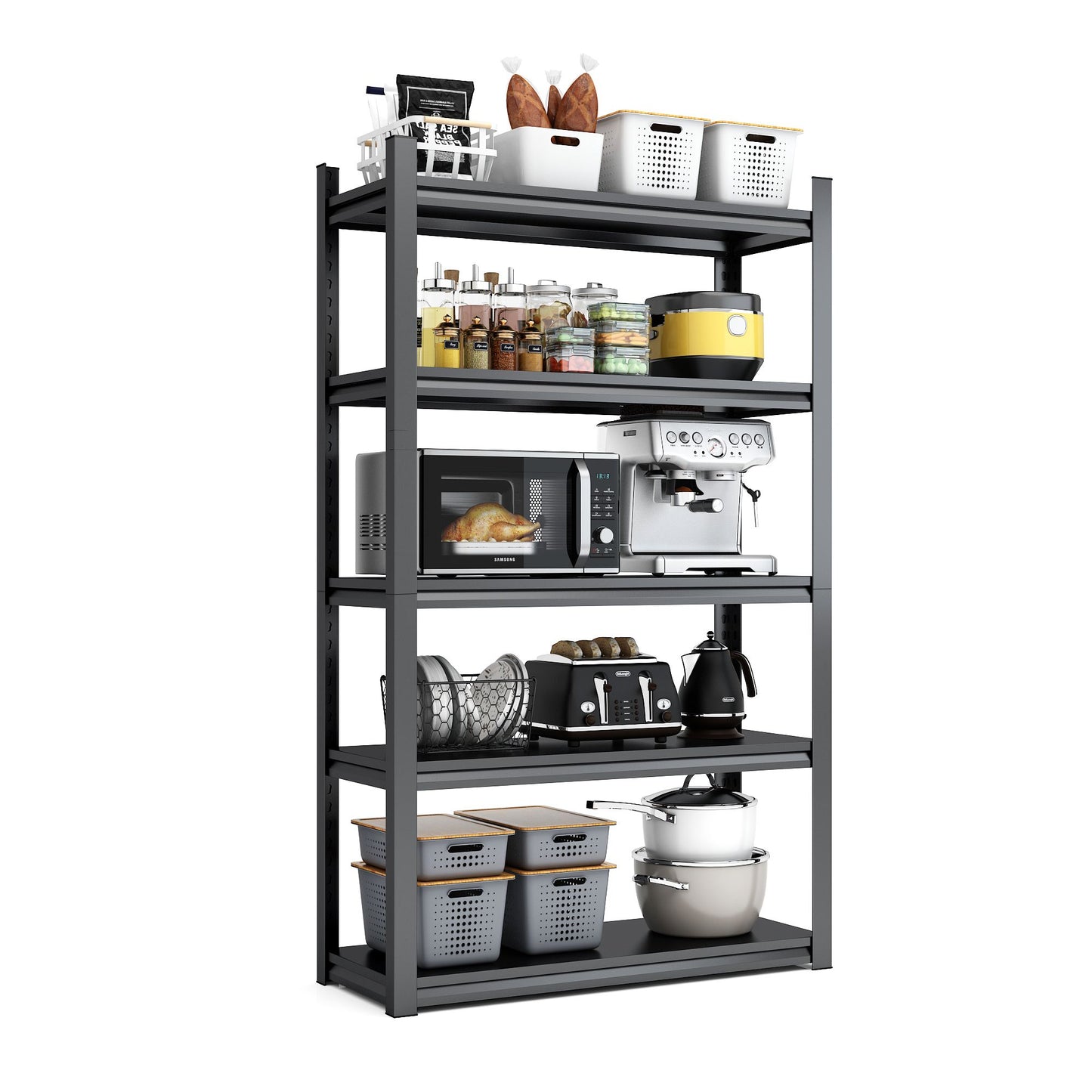 78"H 5 Tier Metal Shelves for Storage Garage Shelving 2000LBS Heavy Duty Storage Shelves Adjustable Garage Shelf Industrial Shelving Unit Storage Utility Rack,47.2"W*18"D*78"H,Black - Discount Msrp