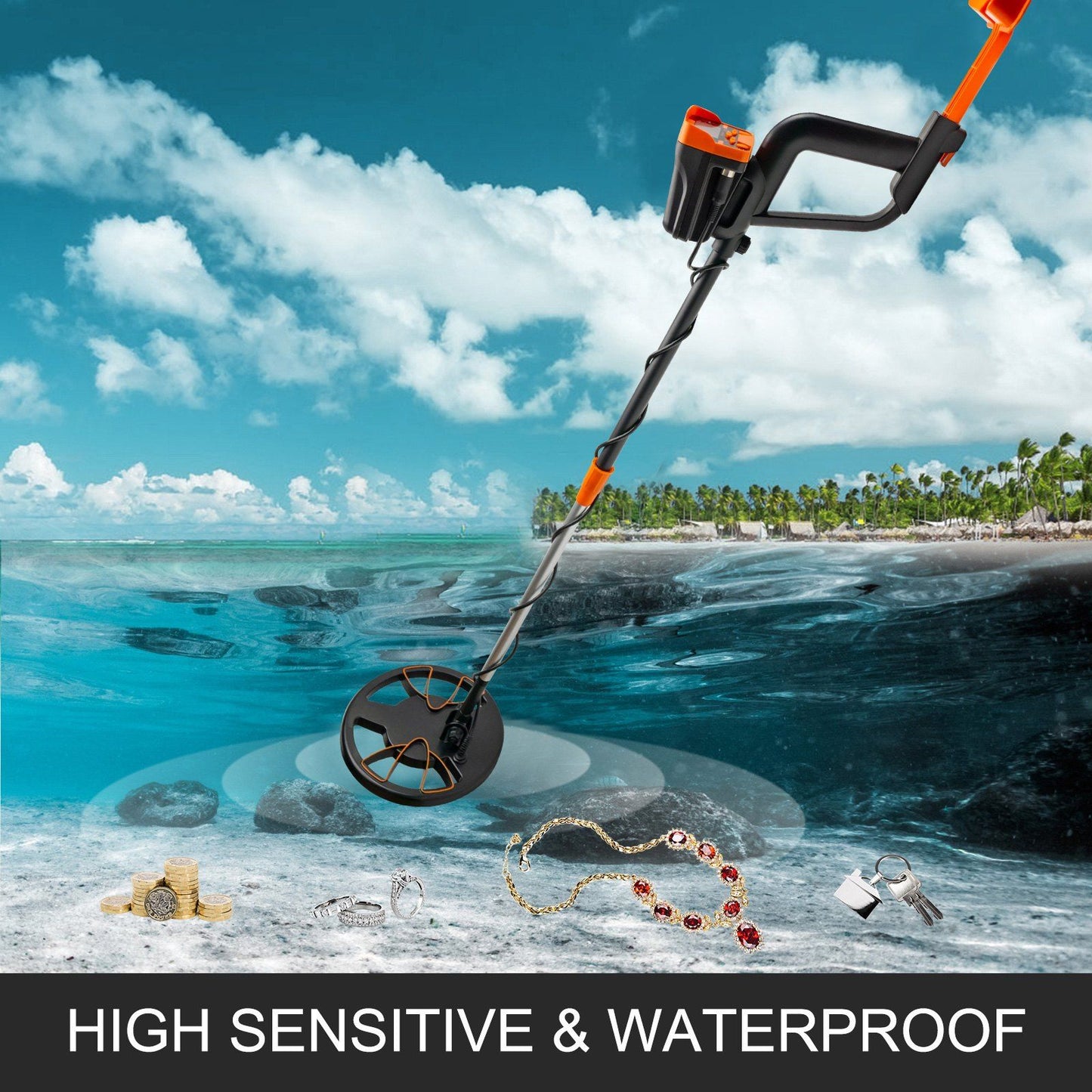 VEVOR Metal Detector Waterproof Disc Metal detectors Underwater Underground high Accuracy LCD Display Metal Detector for Adults and Children Headphone Automatic Detector (Yellow 3010) - Discount Msrp