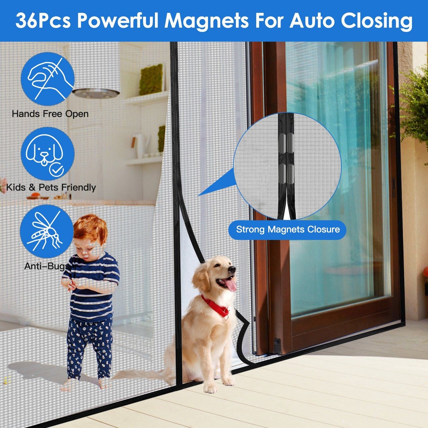 Magnetic Garage Door Screen Single-Car Garage Screen Mesh Fiberglass Garage Net with Magnetic Closure 4 Buckle Straps for One Cars - Discount Msrp