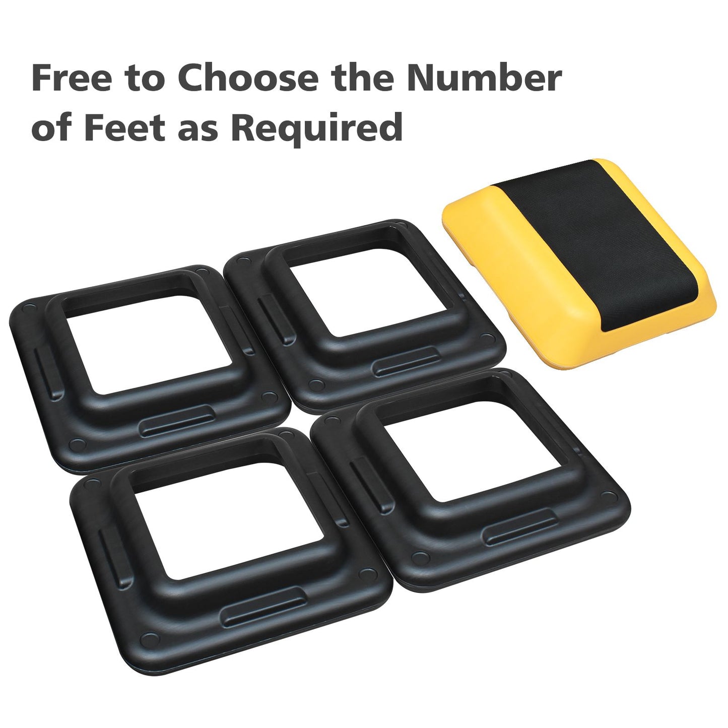 Height-Adjustable Step Aerobics Platform Fitness Equipment Stepper Trainer Exercise Step Platform with 4 Riser Yellow - Discount Msrp