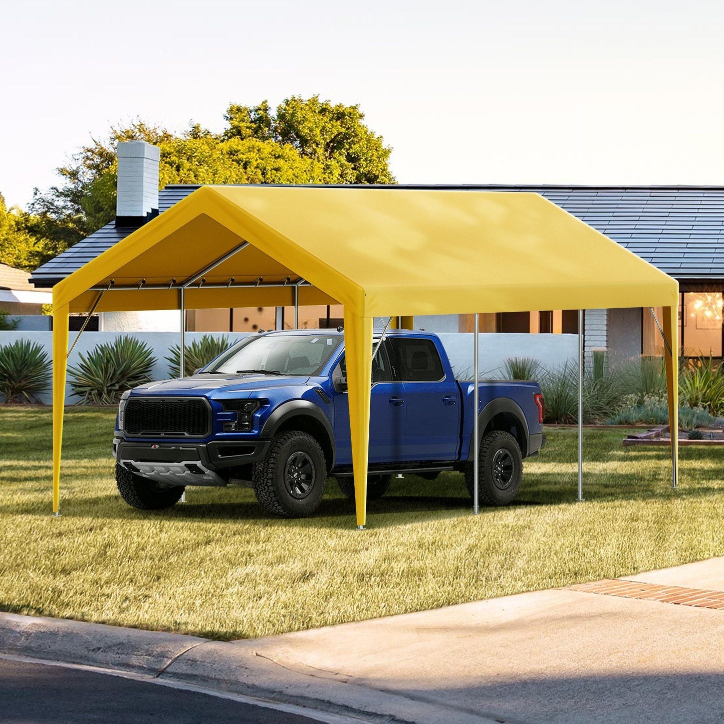 VEVOR Carport Replacement Canopy Cover 10 x 20 ft, Garage Top Tent Shelter Tarp Heavy-Duty Waterproof & UV Protected, Easy Installation with Ball Bungees,Beige (Only Top Cover, Frame Not Include) - Discount Msrp