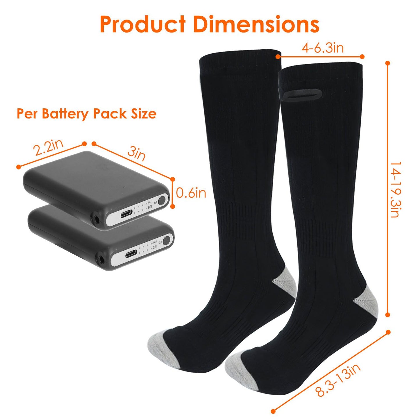 Electric Heated Socks for Men Women Battery Powered Heated Socks Rechargeable Feet Warmer with 4 Temperature Levels Indoor Outdoor Machine Washable - Discount Msrp