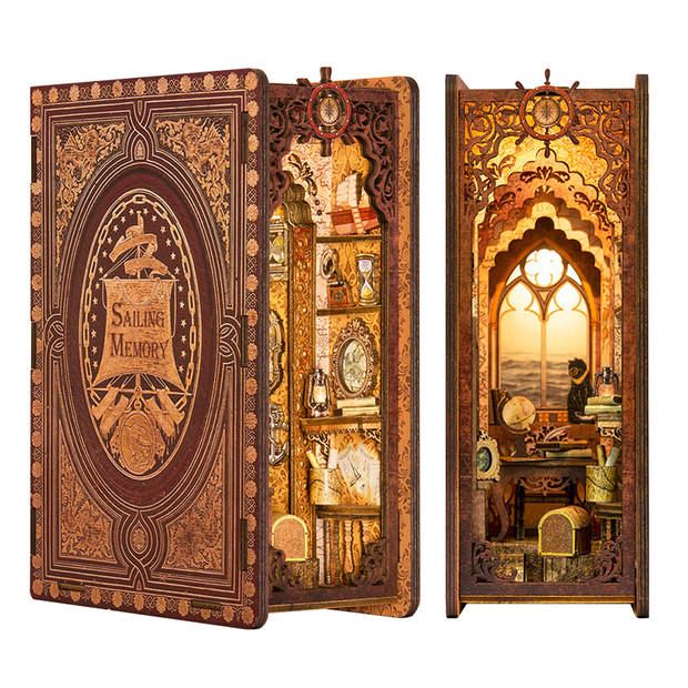 CUTEBEE Book Nook Kit, DIY Booknook Miniature House Tiny House 3D Wooden Puzzle Dollhouse Kit for Adults and Teens, Bookshelf Insert Decor, DIY Craft Gift Model Build - Discount Msrp