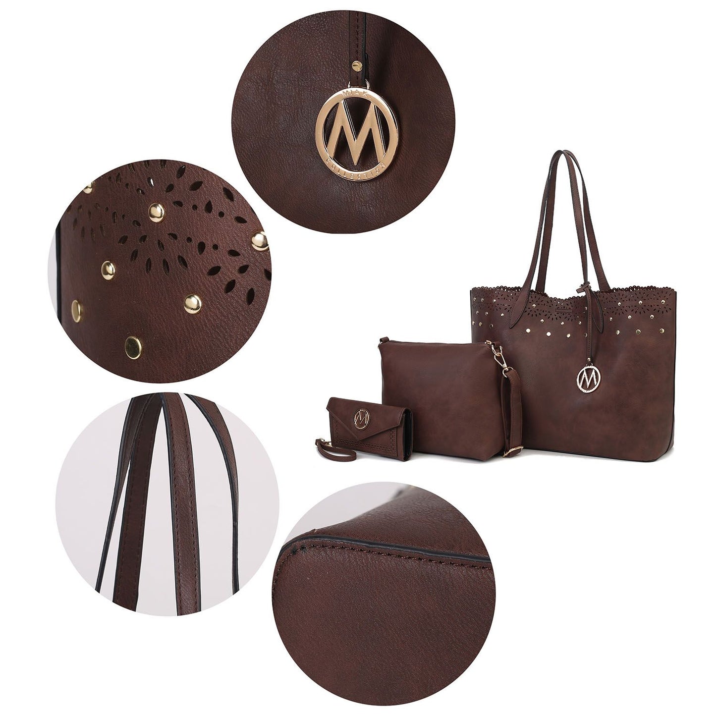 MKF Collection Mariahna 3 PCS Shopper Tote, Cross and Wallet Handbag by Mia K - Discount Msrp