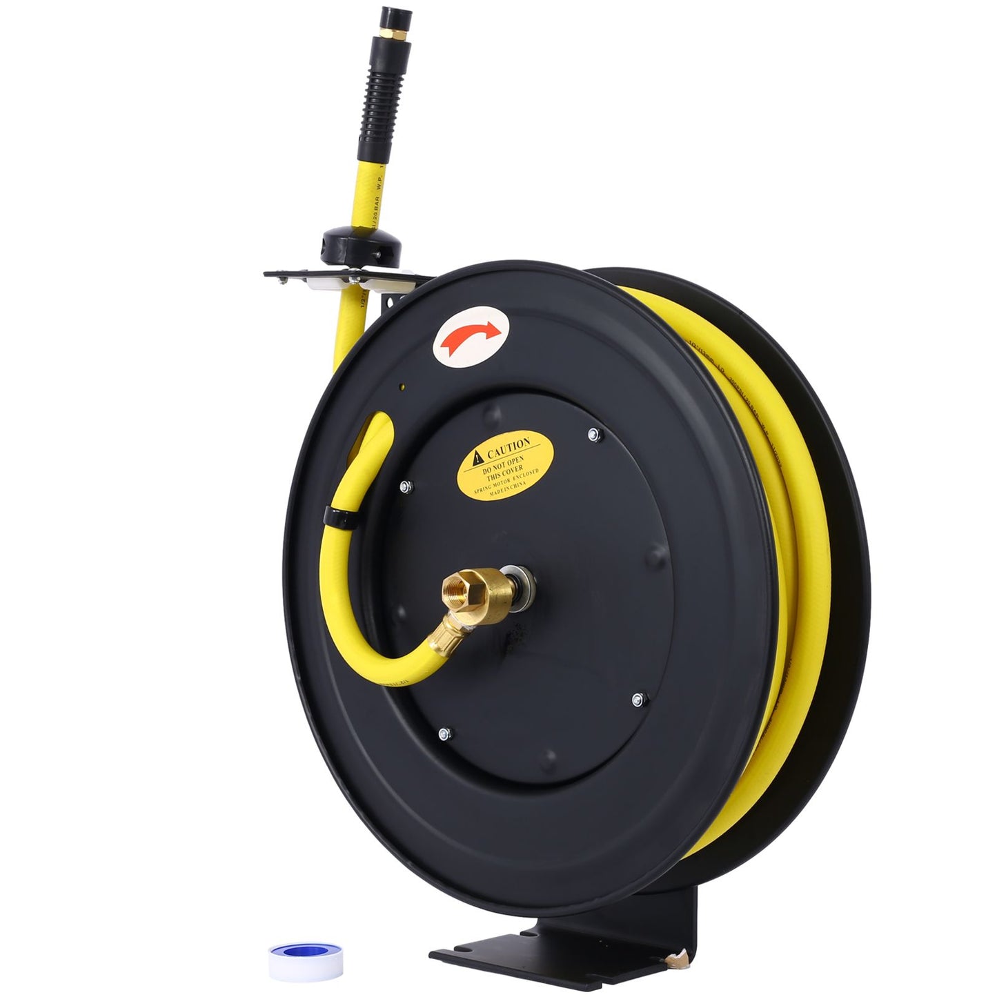 Retractable Air Hose Reel, 1/2" Inch x 50' Ft Auto Rewind Hose-Reel, Heavy Duty Steel Air Hose Reel, Industrial Grade Rubber Hose - Discount Msrp