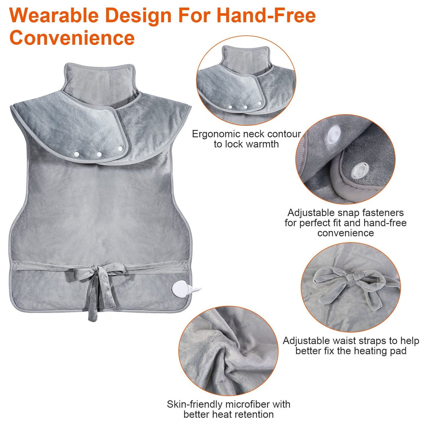 36.6x22in Electric Heating Wrap for Neck Shoulder Fast Heating Pad Mat Heated Neck Wrap for Back Pain Relief with 6 Temperature Settings 4 Timer Modes Machine Washable - Discount Msrp