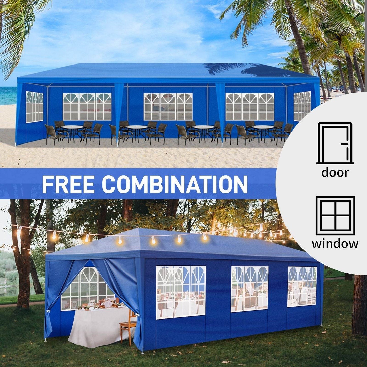 1 Set of 10'x30' Party Tent Canopy for Outdoor Weddings, Heavy-Duty Waterproof Event Shelter with Removable Sidewalls, Ideal for Parties, Booths, and Gatherings. - Discount Msrp