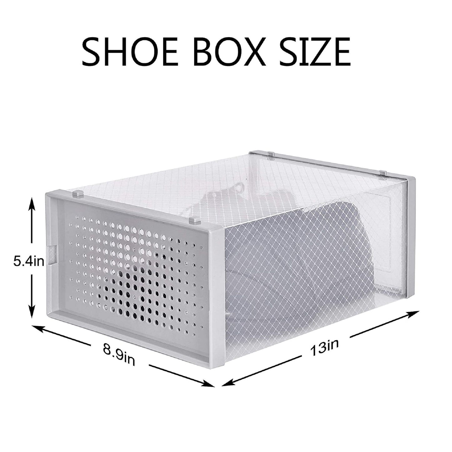 Set of 12 Stackable Clear Plastic Transparent Shoe Storage Box in Home - Discount Msrp