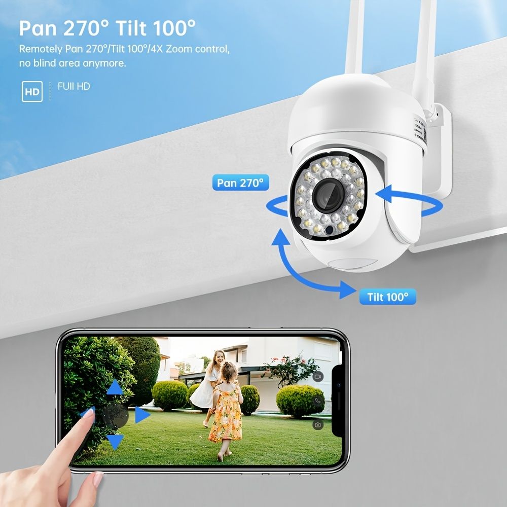 Security Cameras Outdoor - 1080P Color Night Vision Wireless WiFi Home Video Surveillance Pan & Tilt 360° View; Auto Tracking Smart Alerts; 2-Way Audio; Weatherproof Without TF/SD Card - Discount Msrp