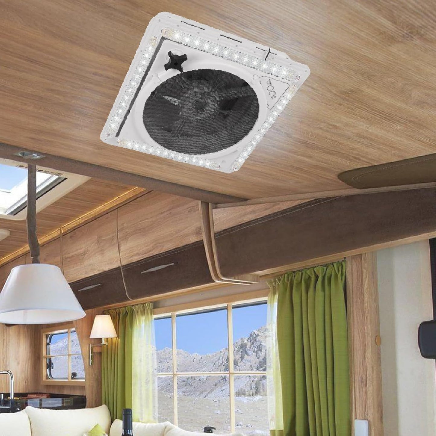 RV Roof Vent Fan 14" with LED Light,4 Speed Reversible 12V RV Exhaust Fan Low Noise,UV Protection,Manual Open for Camper,Travel,Cargo Trailer - Discount Msrp