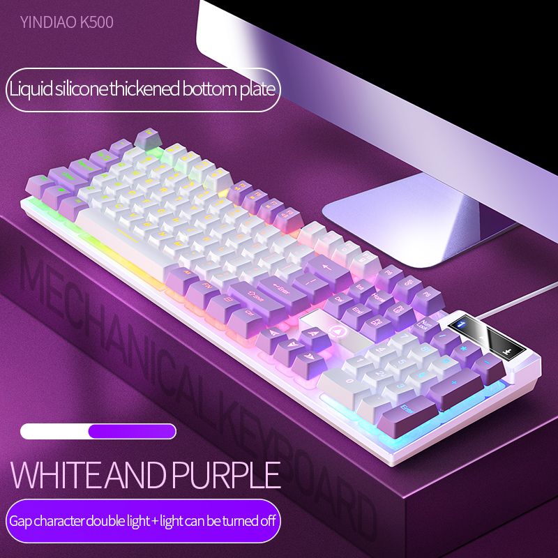 104 Keys Gaming Keyboard Wired Keyboard Color Matching Backlit Mechanical Feel Computer E-sports Peripherals for Desktop Laptop - Discount Msrp