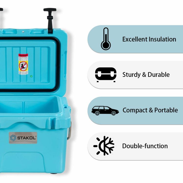 16 Quart 24-Can Capacity Portable Insulated Ice Cooler with 2 Cup Holders - Discount Msrp