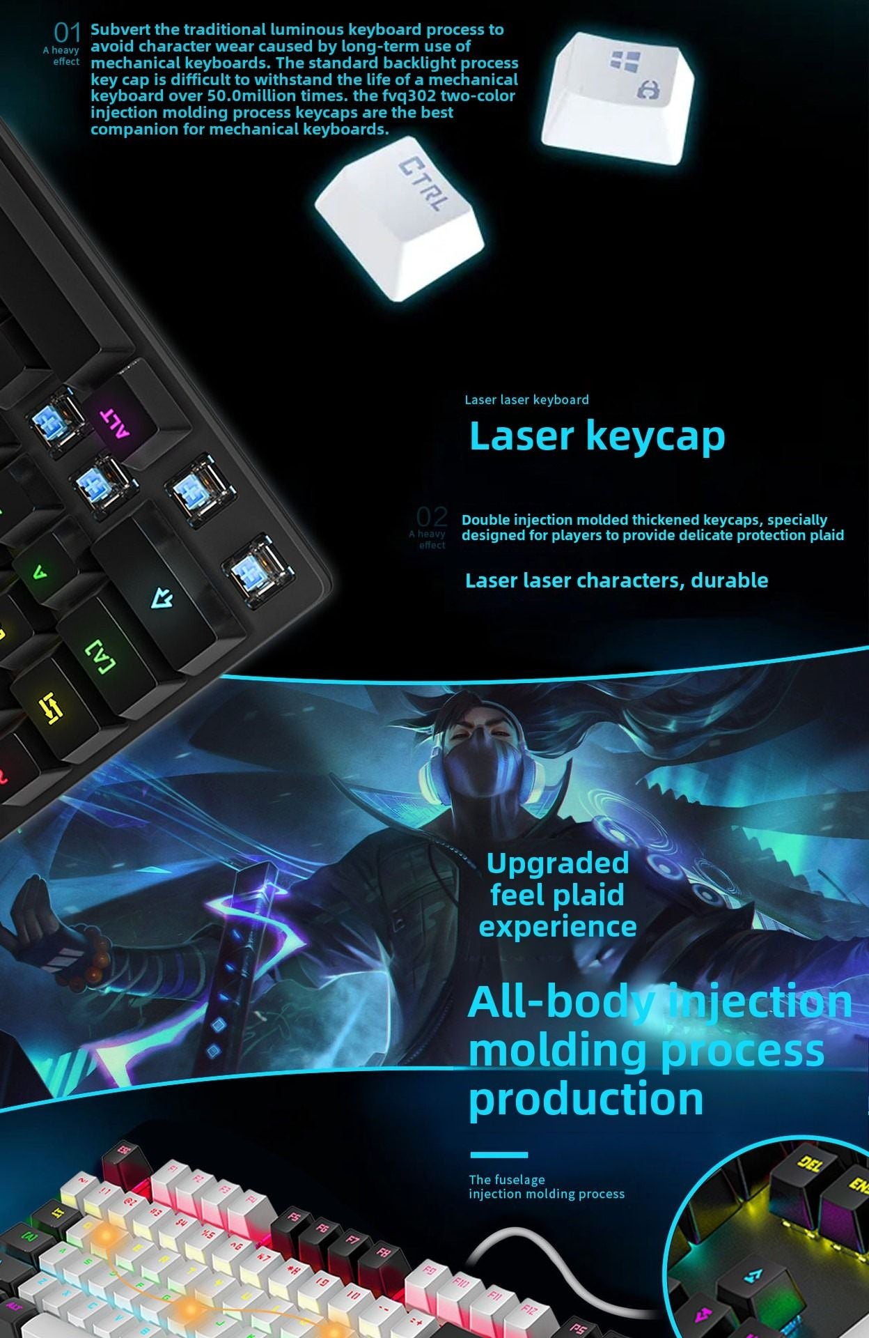 Wired Mechanical KeyboardGaming KeyboardMechanical KeyboardLuminous BacklightPlug and PlayGreen Axis Mechanical Keyboard - Discount Msrp