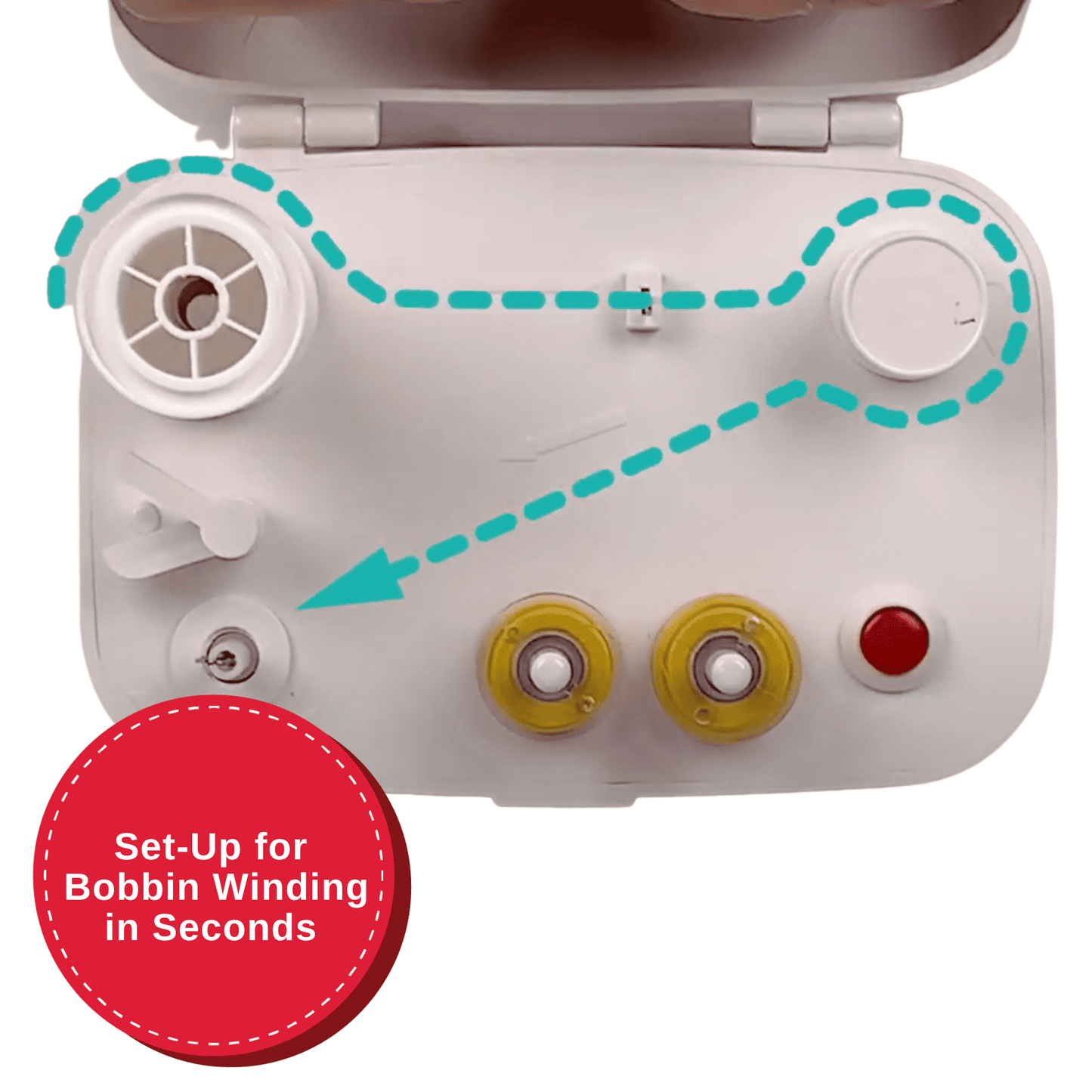 SINGER® Universal Bobbin Winder – External Bobbin Filler for Class 15 & 15J Bobbins, Battery or AC Powered, White - Discount Msrp