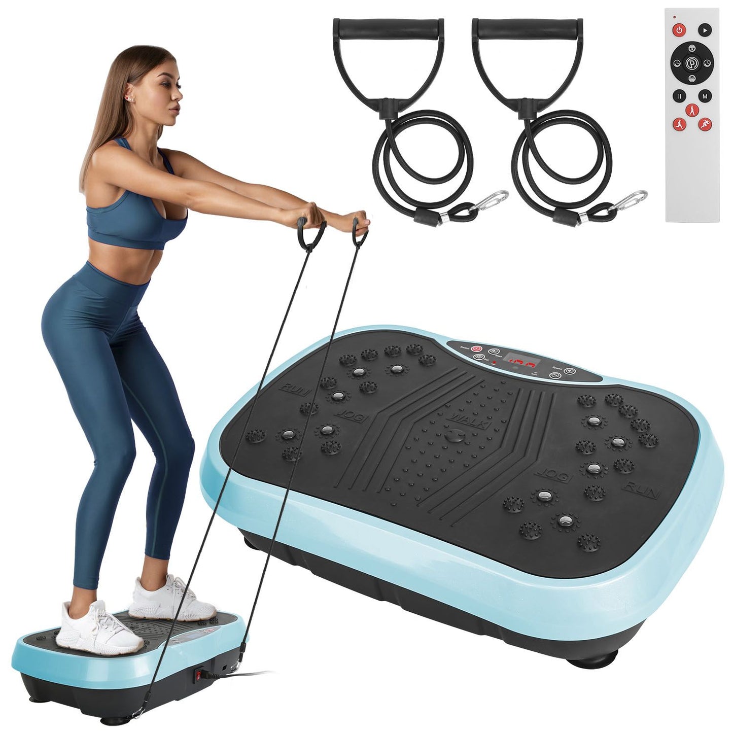 Vibration Exercise Machine With Resistant Bands Remote Control Whole Body Vibration Platform Workout Equipment Home Fitness Training Equipment For Weight Loss Fat Burner - Discount Msrp