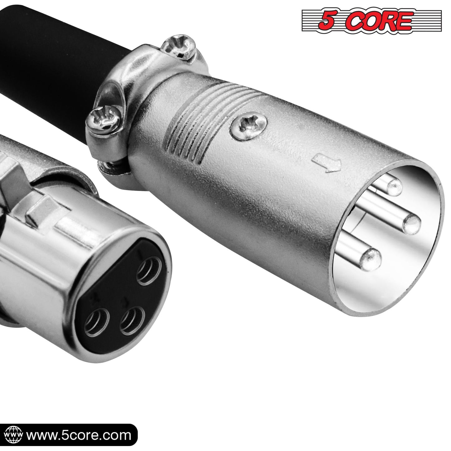 5Core XLR Connector Male Female to 1/4 Audio Jack 3 Pin Secure Mic Plug w Locking Ends - Discount Msrp
