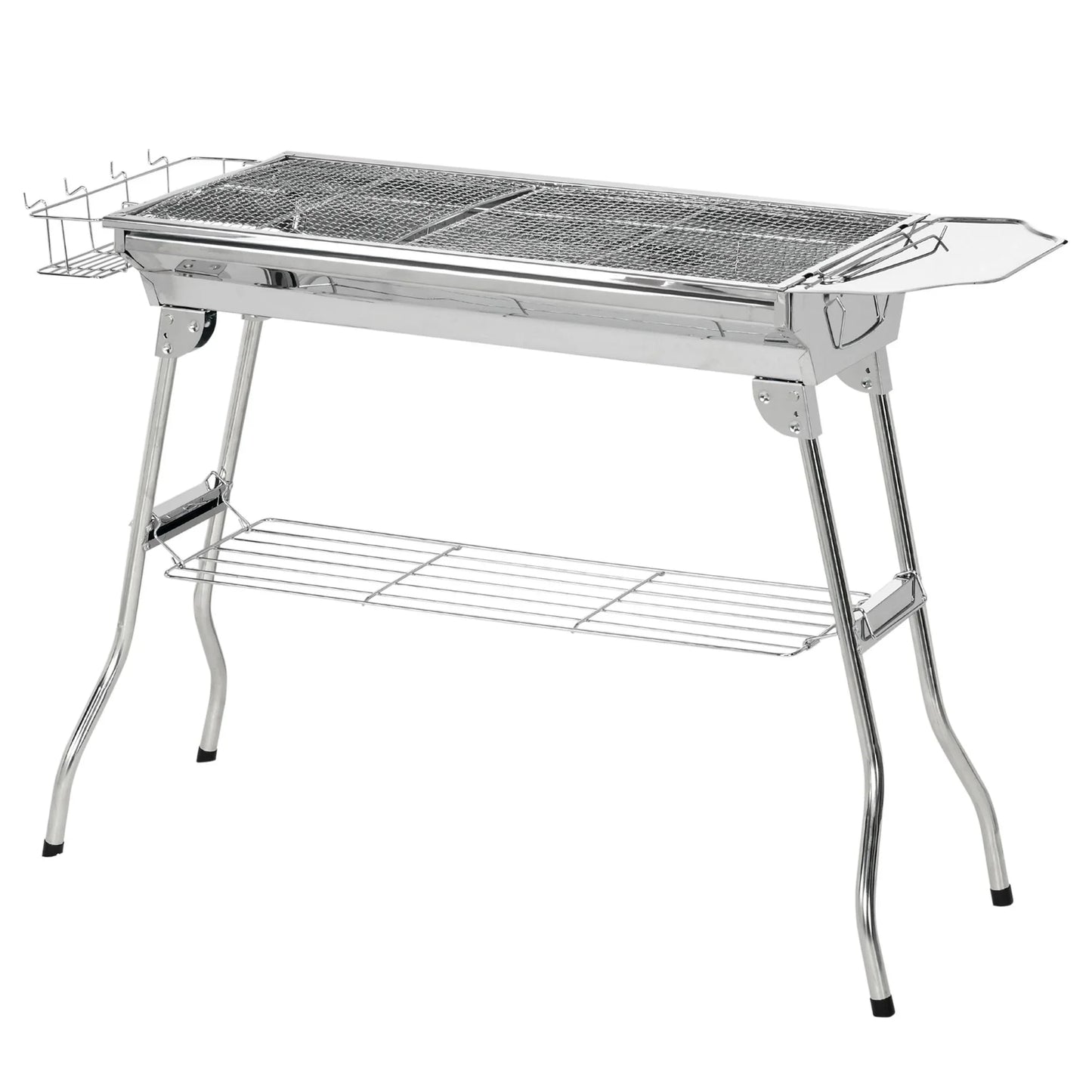 Outsunny Charcoal Grill, Stainless Steel Portable Folding BBQ, Outdoor Hibachi for Backyard Cooking, Camping, Picnic, Party, Tailgating and Travel with Pan, Grill Rack, Shelves, and Hooks - Discount Msrp