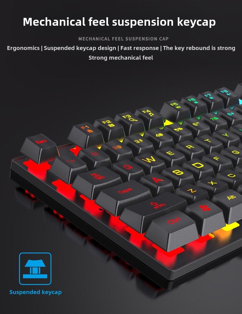 Wired four-piece set set of keyboard and mouse headset mouse pad keyboard set gaming game computer keyboard - Discount Msrp