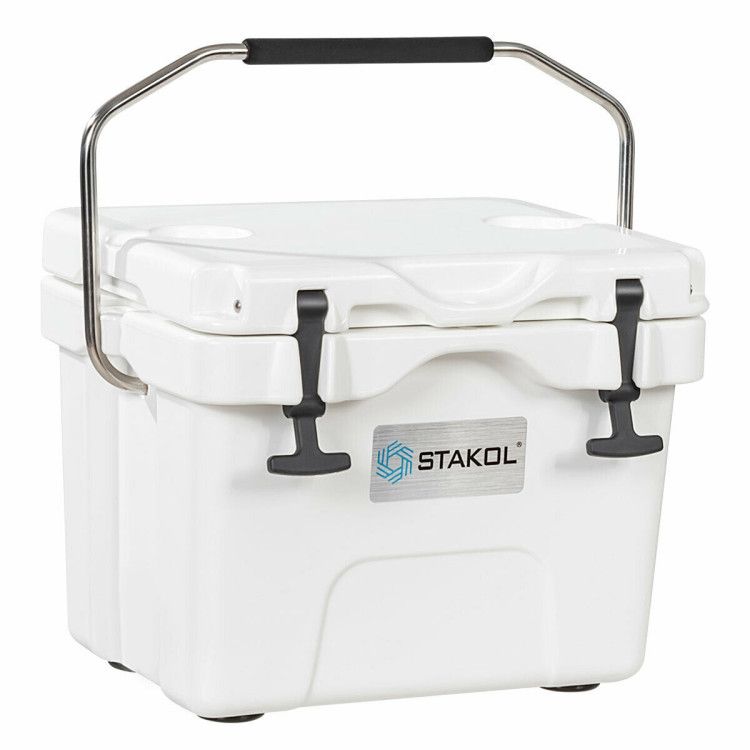 16 Quart 24-Can Capacity Portable Insulated Ice Cooler with 2 Cup Holders - Discount Msrp
