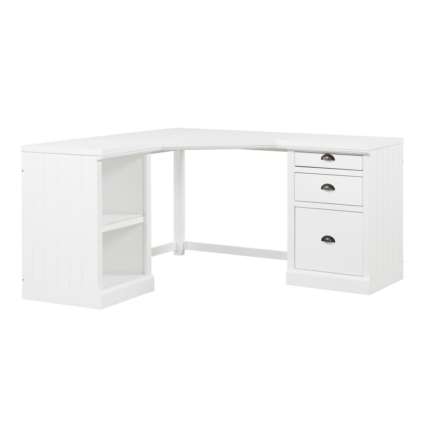 57.68" Modern L Shaped Executive Desk with 2 Storage Cabinets and 3 Drawers,Corner Writing Desk,Office Desk Furniture,Computer Desks with Depth Workstation for Home Office,Living room,White - Discount Msrp
