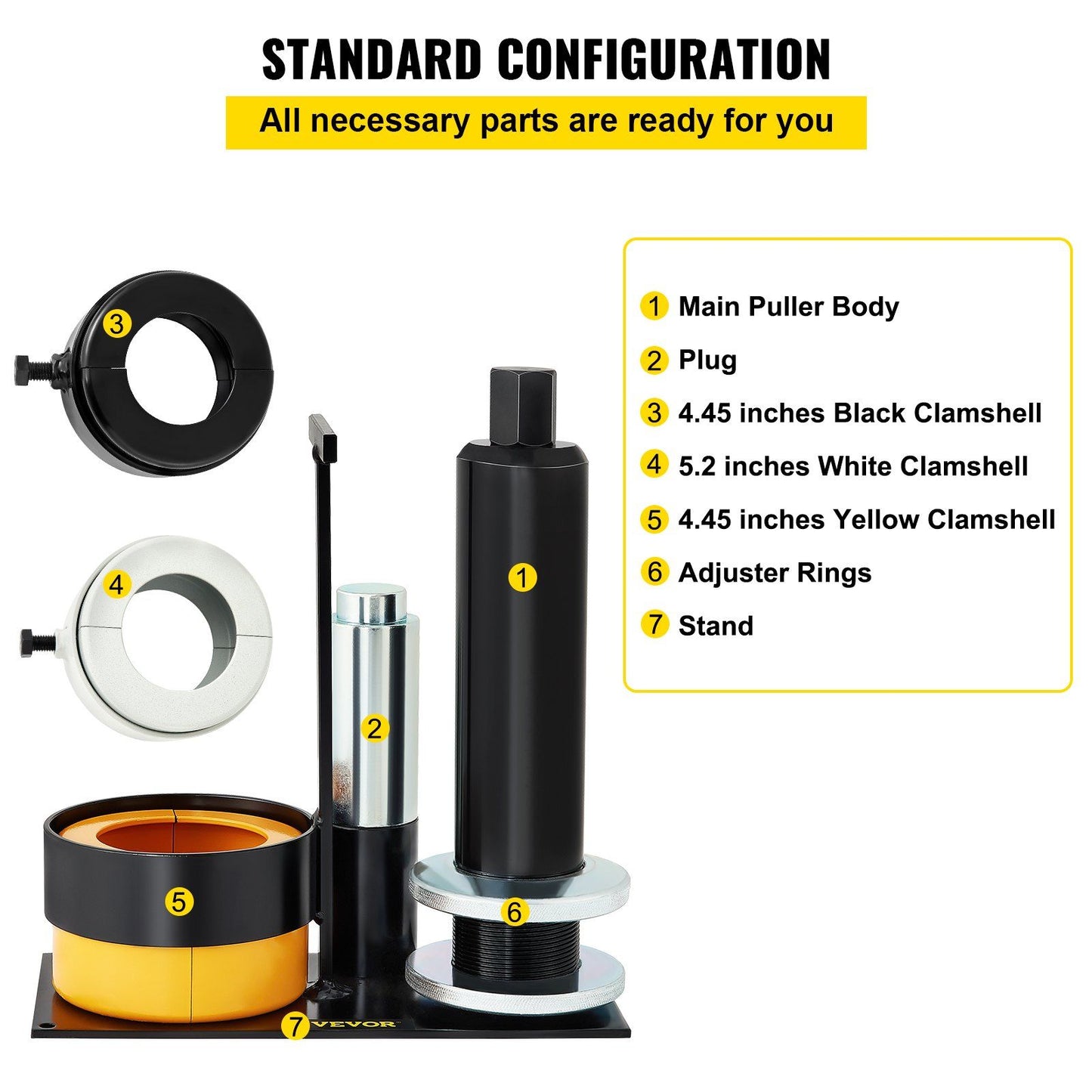 VEVOR Carrier & Pinion Bearing Puller, Compatible with Dana 30,40,50,60,70, 80, Ford 10.25" Bearings, Pinion Puller Tool with 3 Clamshells, 45# Steel Clamshell Bearing Puller for Auto Repair - Discount Msrp