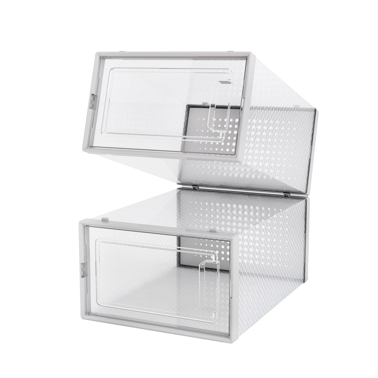 Set of 12 Stackable Clear Plastic Transparent Shoe Storage Box in Home - Discount Msrp