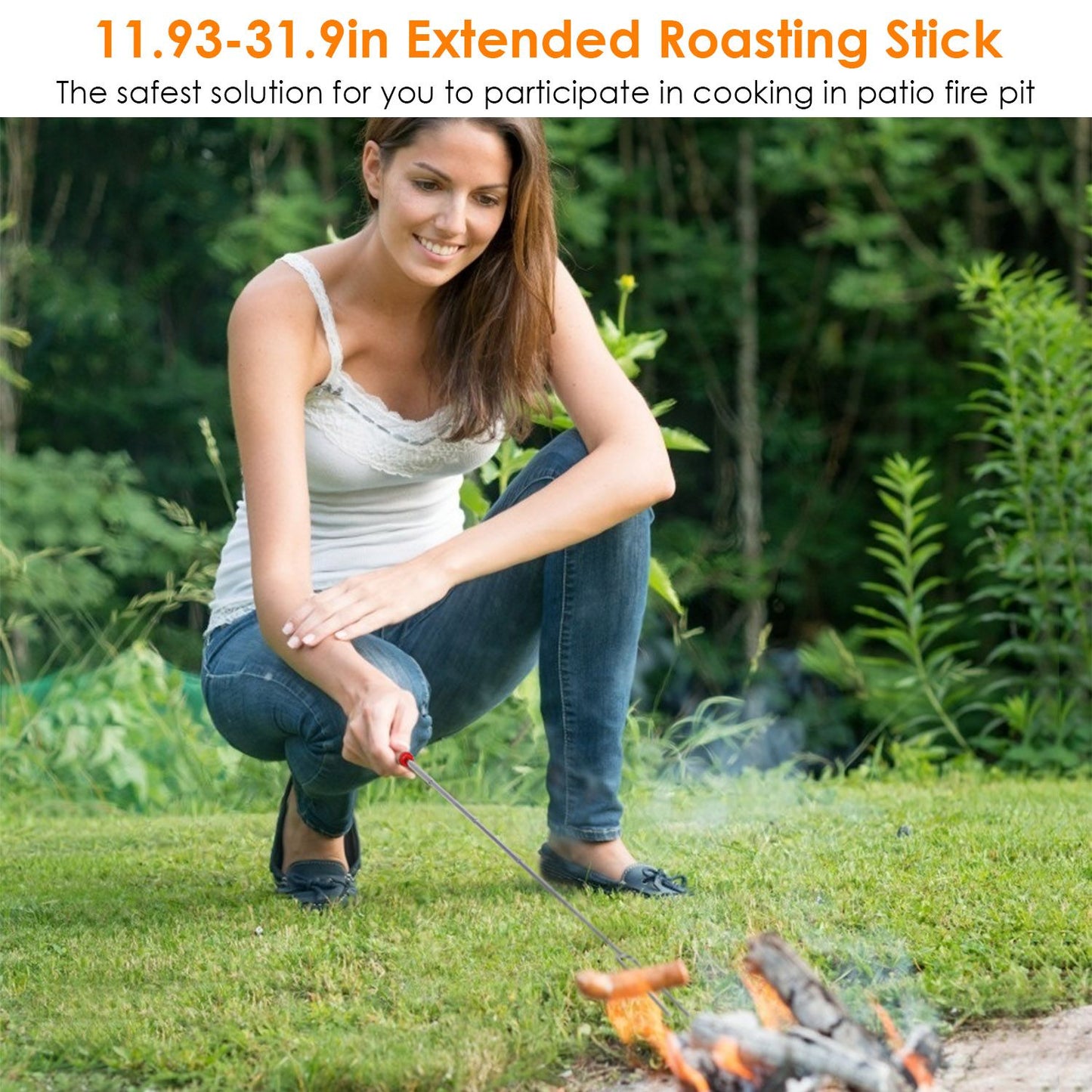 Stainless Steel Roasting Sticks Set 31.9in Extendable Telescoping Marshmallow Hot Dog Fork Skewers Set - Discount Msrp