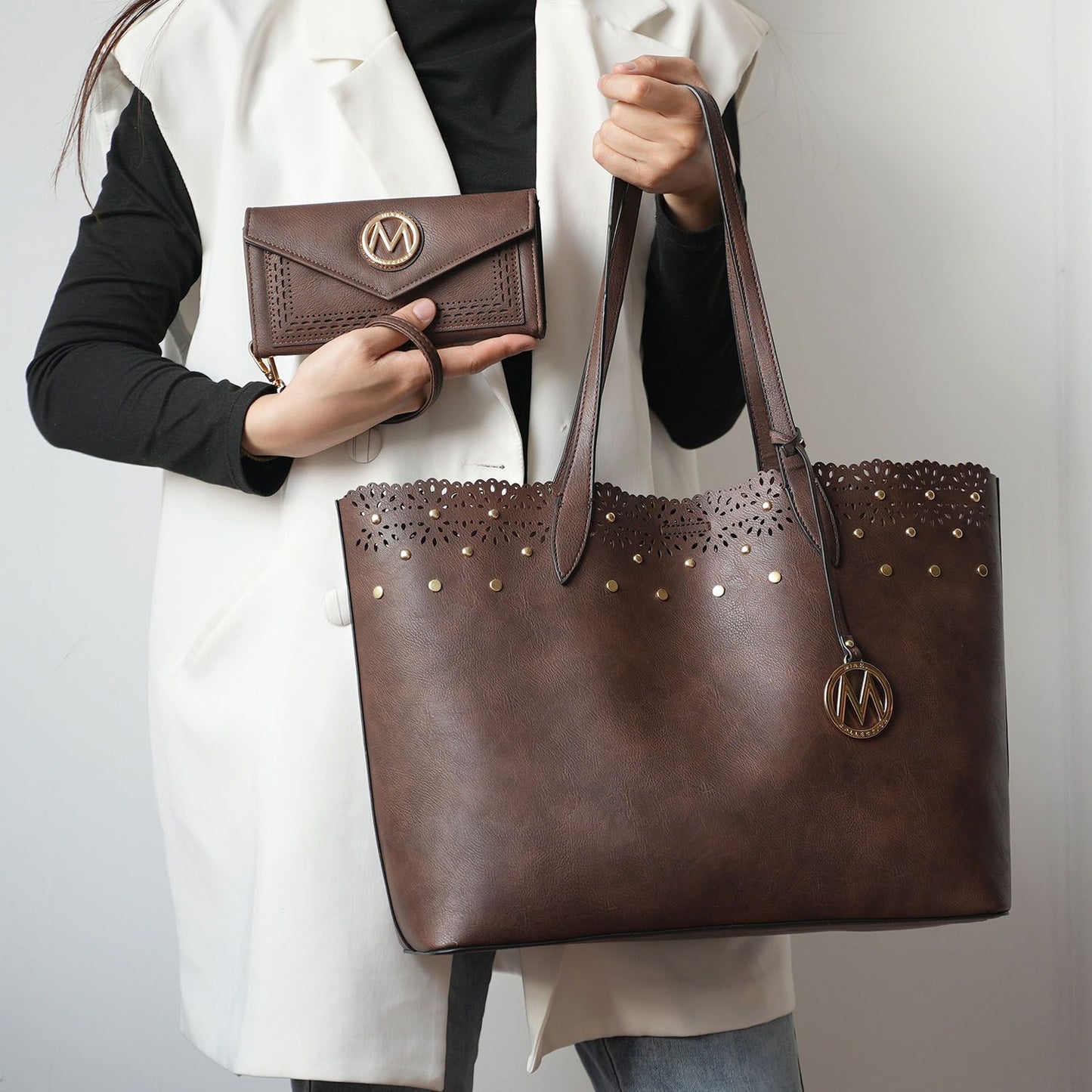MKF Collection Mariahna 3 PCS Shopper Tote, Cross and Wallet Handbag by Mia K - Discount Msrp