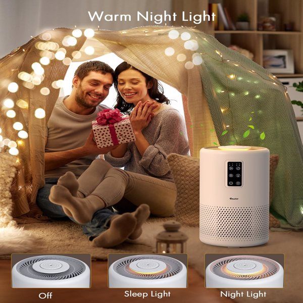 Home large room air purifier with lighting up to 1076ft², VEWIOR H13 True HEPA Air Purifier with Scented Sponge, Sleep Mode, Timer for Wildfire Smoke Pet Dust Pollen Odors (Banned by Amazon) - Discount Msrp