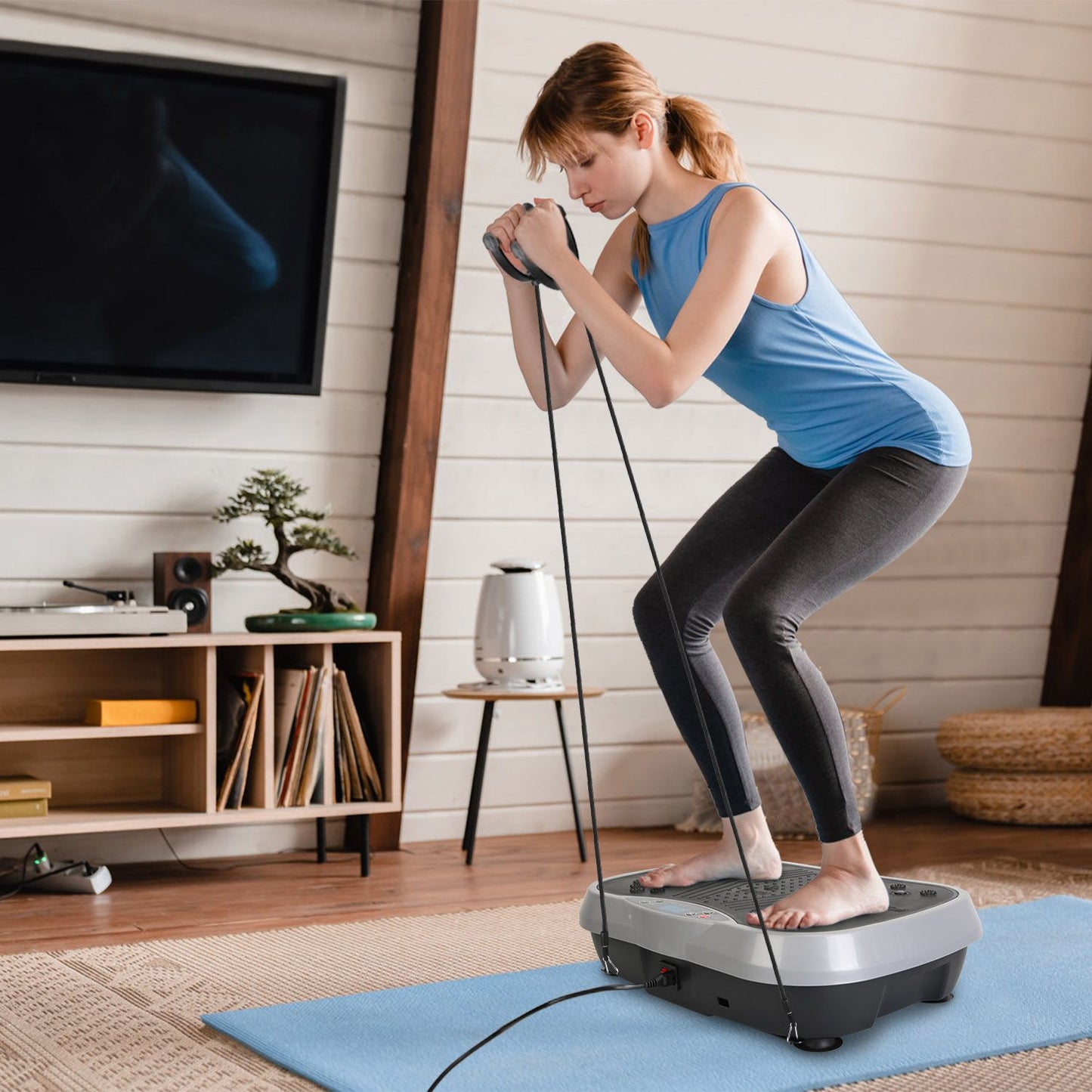 Vibration Exercise Machine With Resistant Bands Remote Control Whole Body Vibration Platform Workout Equipment Home Fitness Training Equipment For Weight Loss Fat Burner - Discount Msrp