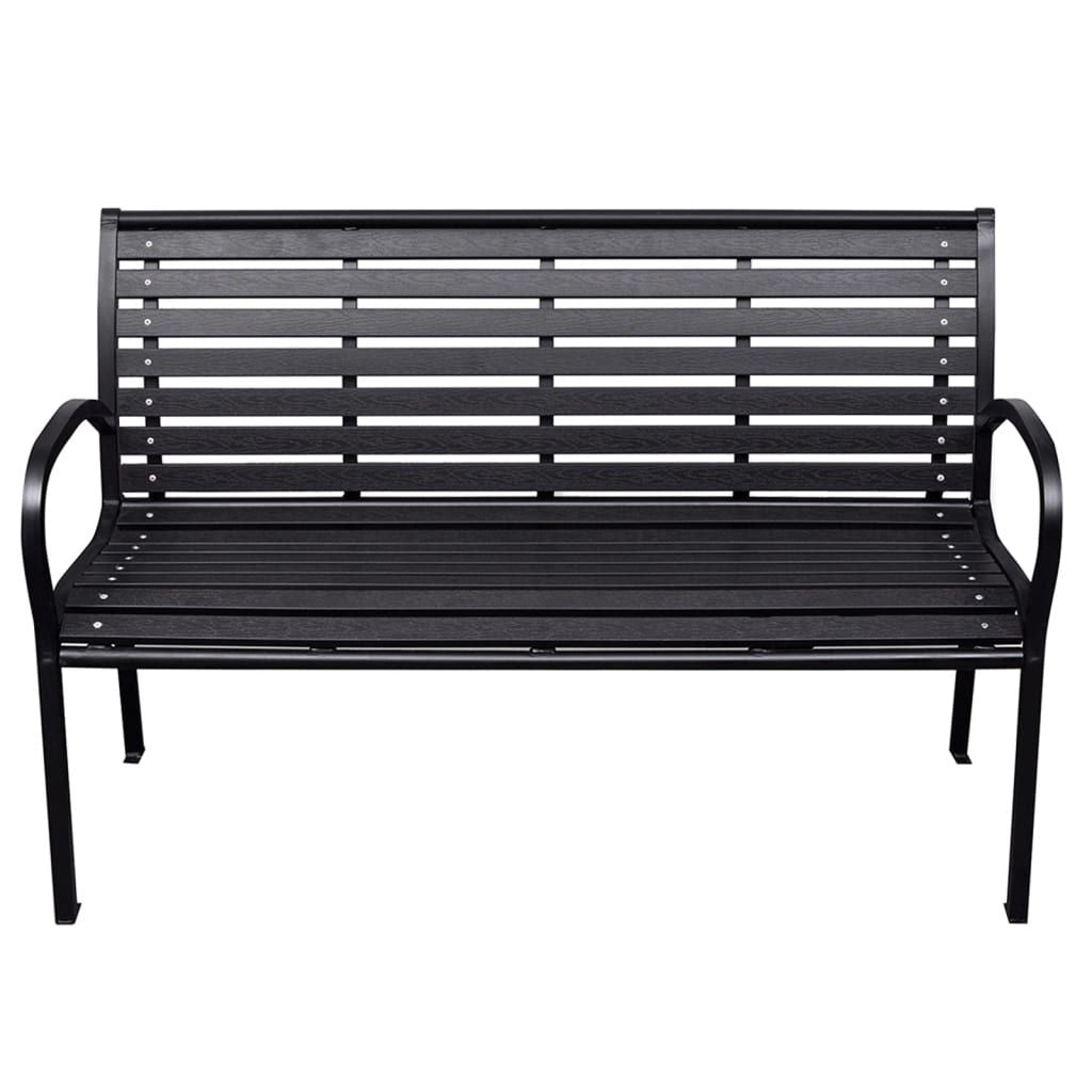 Patio Bench Black 45.7" Steel and WPC - Discount Msrp
