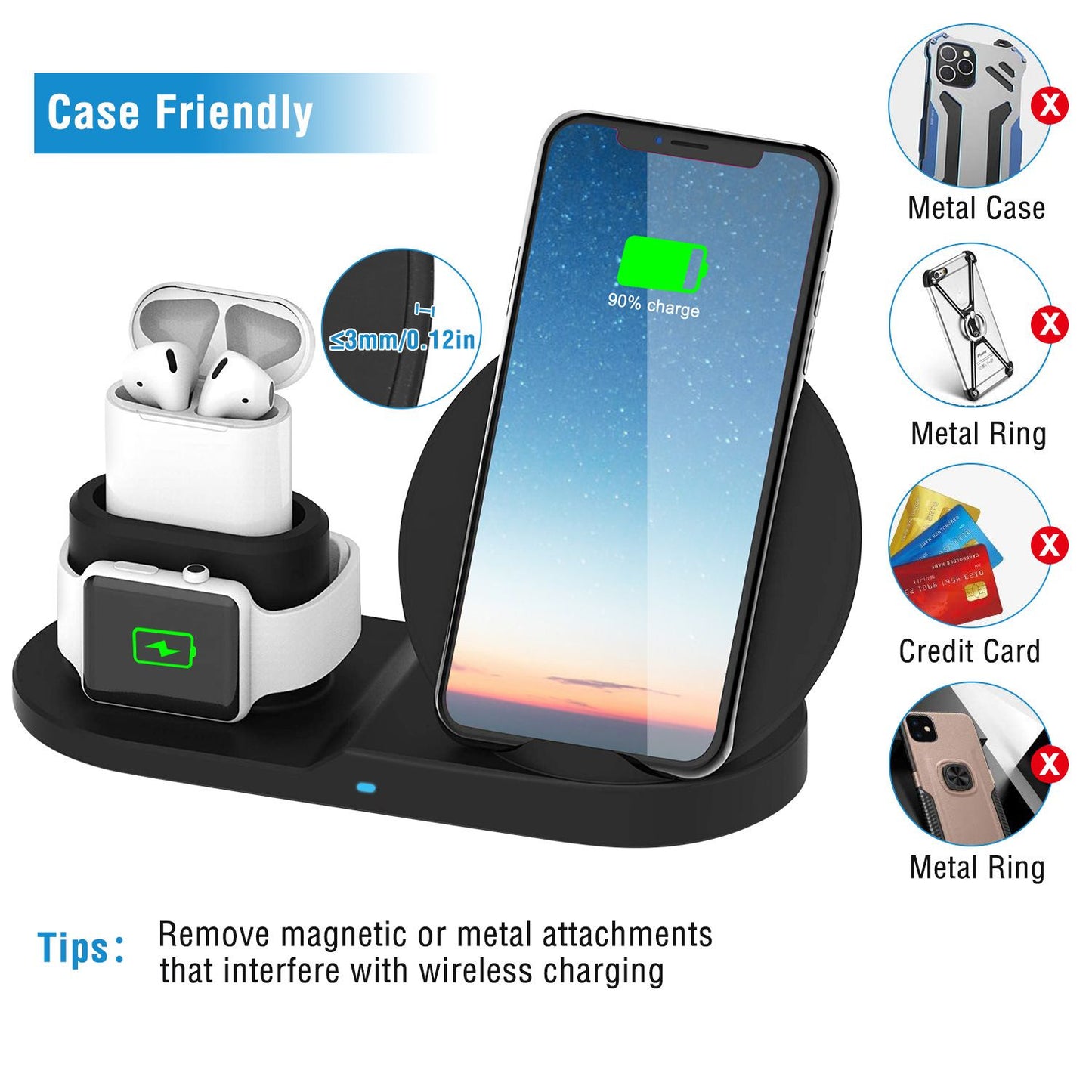 Wireless Charger 10W Fast Charging Station For iPhone Apple iWatch Series 5/4/3/2/1 AirPods - Discount Msrp
