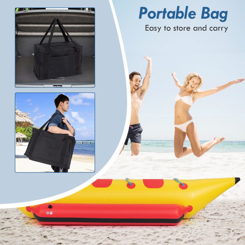 3-Person Inflatable Banana Boat with Electric Air Pump Carrying Bag and Repair Kit - Discount Msrp